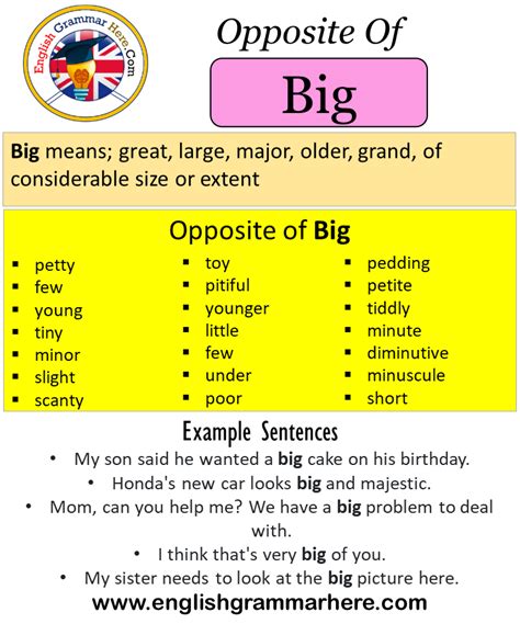 antonyms of big